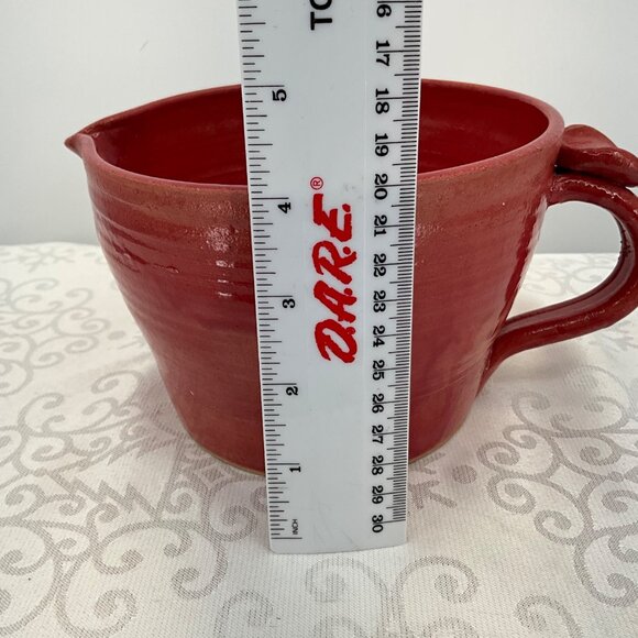 Alabama Cotton Pickin Pottery Red Mixing Bowl With Handle - Picture 8 of 9